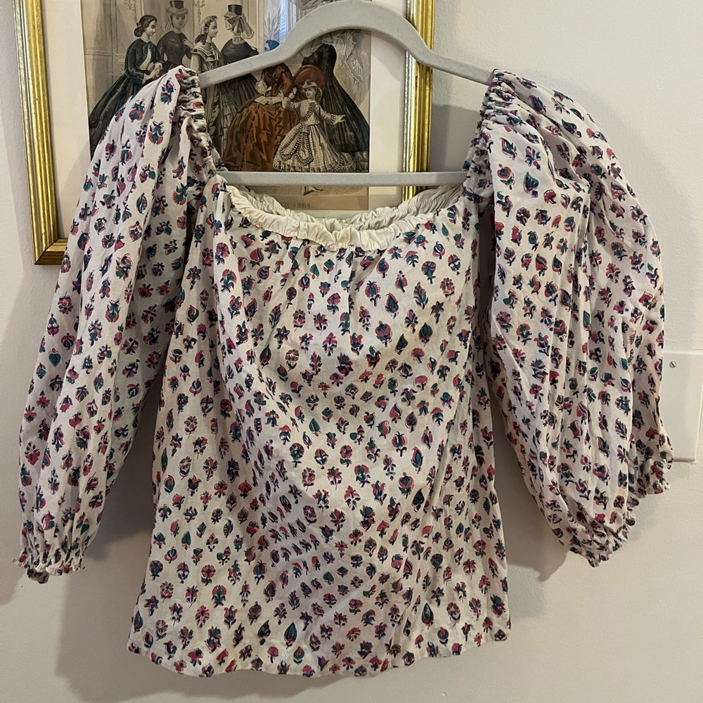 Block print cotton blouse